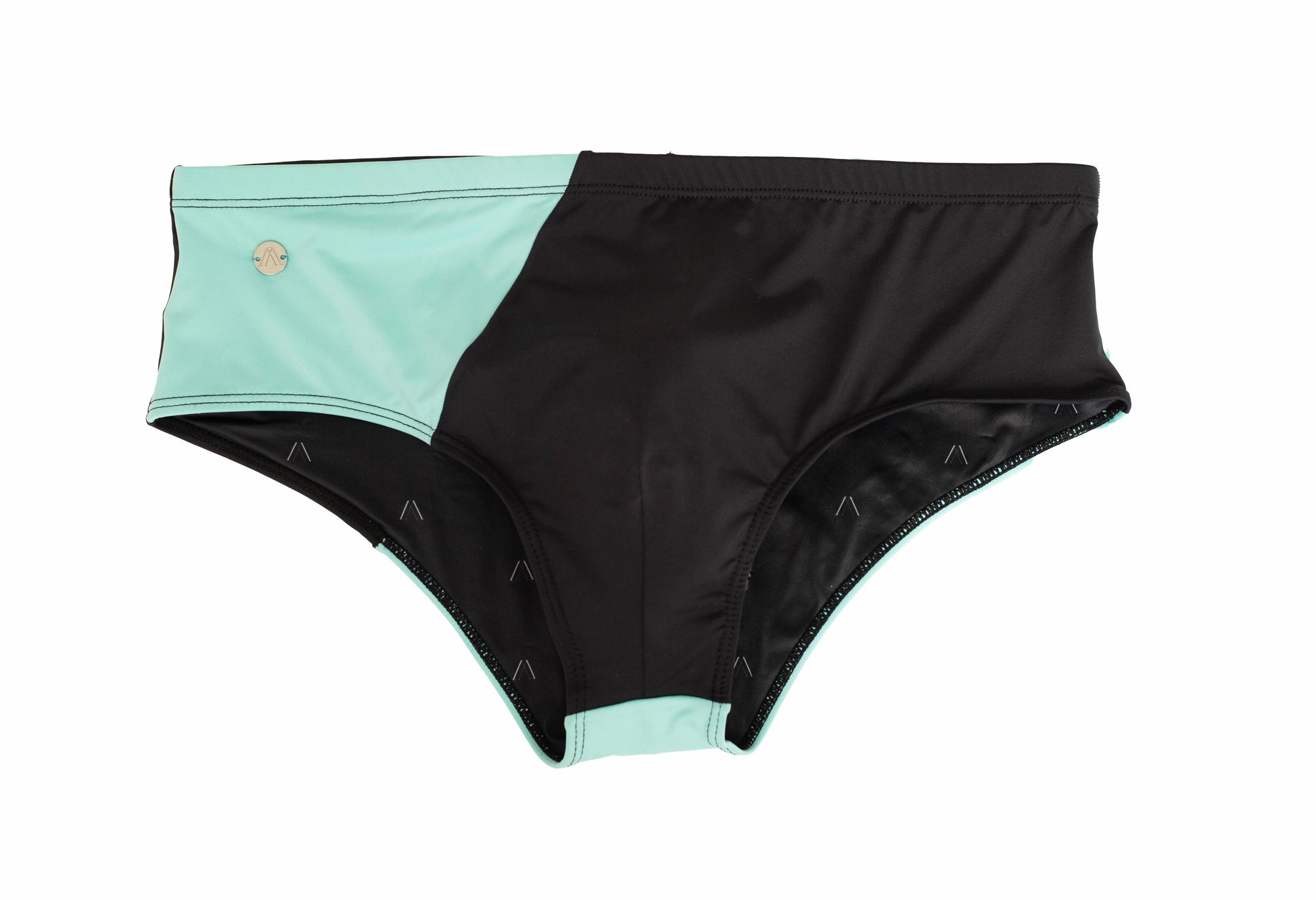 A swim brief with a 4.5 inch wide waistband, featuring a contoured front pouch and interior drawstrings.
